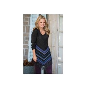 Soft Surroundings Women's PXS Foley Fringe Tunic Sweater Wool Acrylic Gray